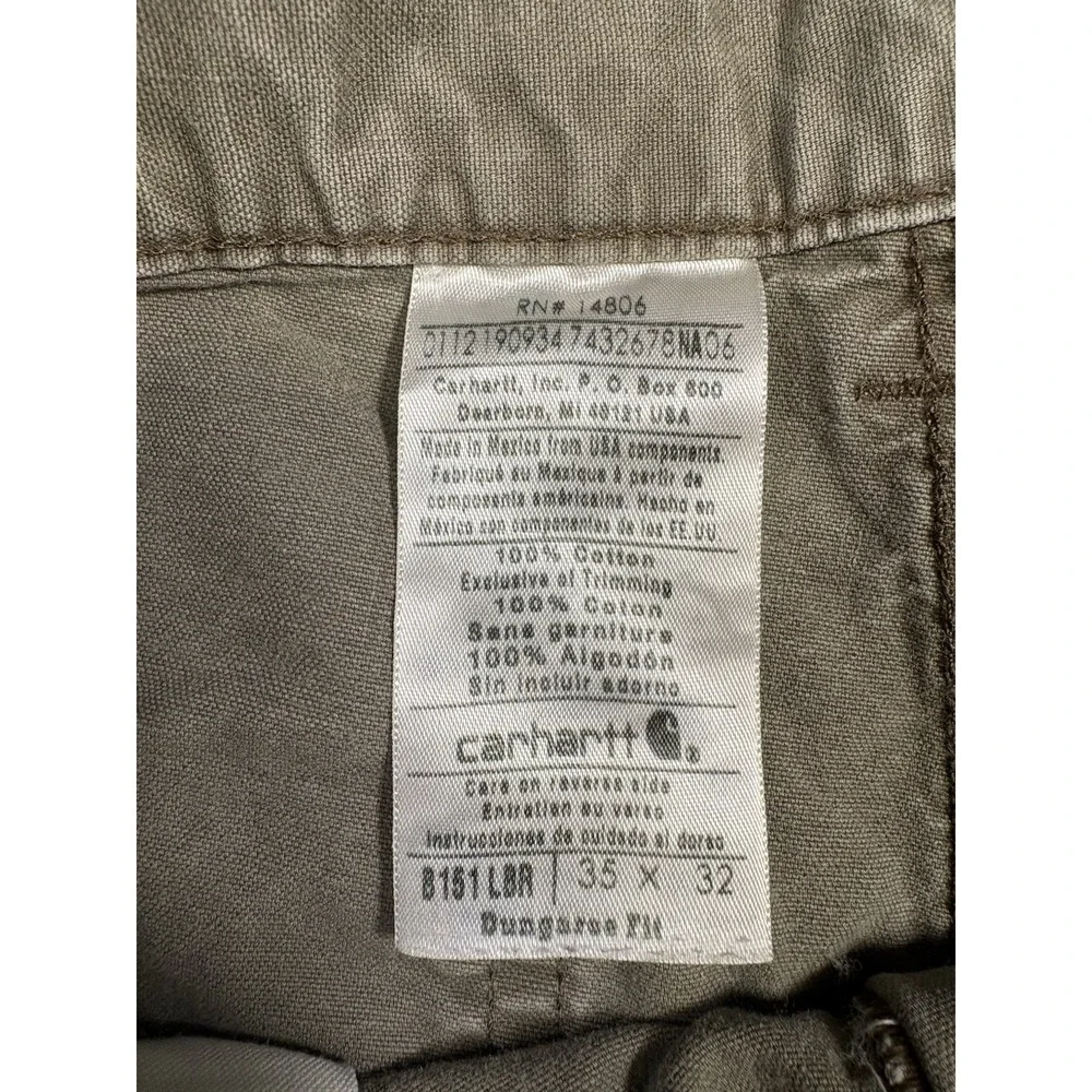 Carhartt B151 LBR Canvas Carpenter Pants Mens 35x32 Light Brown Work Dungaree